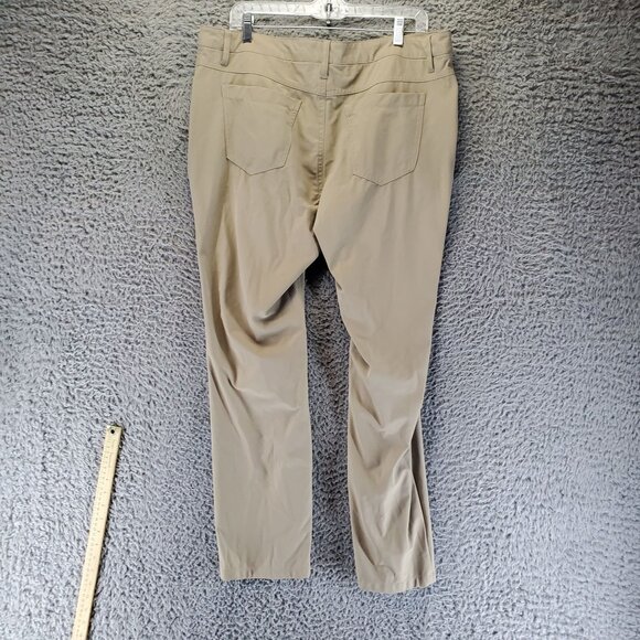 Jos A Bank Pants Mens 36x30 Tan Traveler Slim Fit Flat Front Chino - Picture 11 of 12